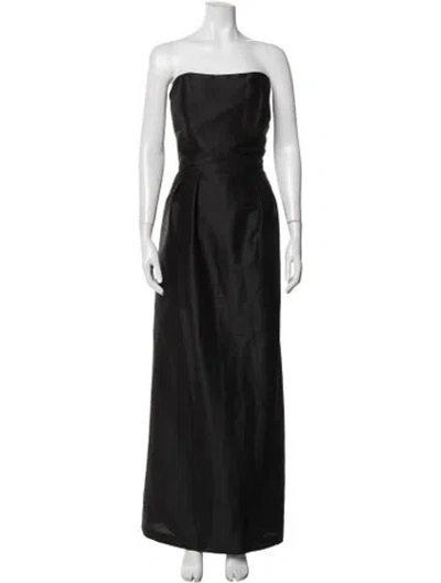 Pre-owned Alfred Sung Strapless Long Dress In Black
