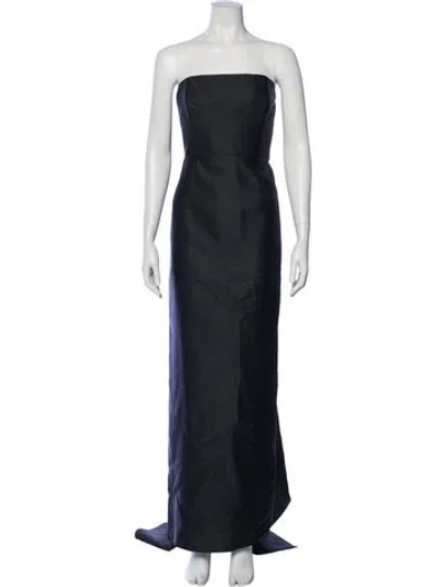 Pre-owned Alfred Sung Strapless Long Dress In Blue