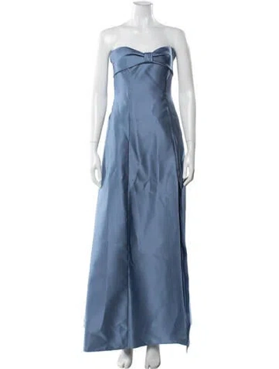 Pre-owned Alfred Sung Strapless Long Dress In Blue