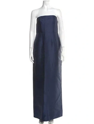 Pre-owned Alfred Sung Strapless Long Dress In Blue