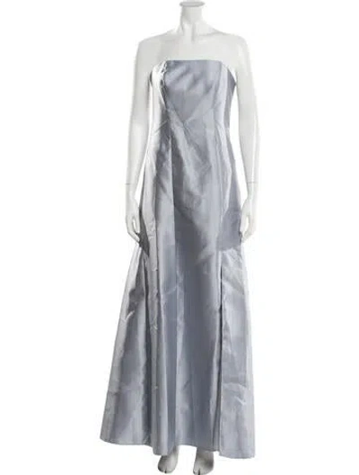 Pre-owned Alfred Sung Strapless Long Dress In Blue