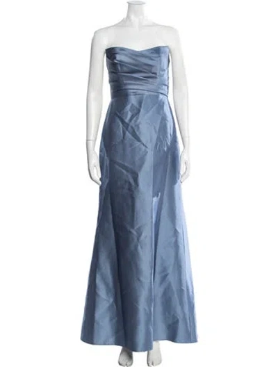 Pre-owned Alfred Sung Strapless Long Dress In Blue