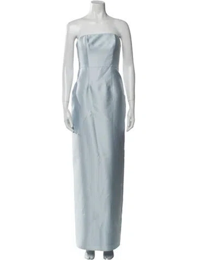 Pre-owned Alfred Sung Strapless Long Dress In Blue