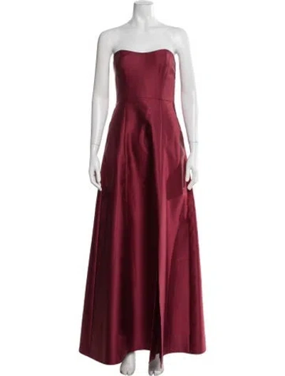 Pre-owned Alfred Sung Strapless Long Dress In Burgundy