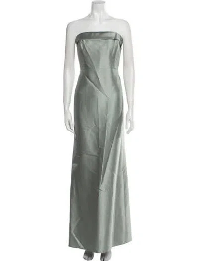 Pre-owned Alfred Sung Strapless Long Dress In Green