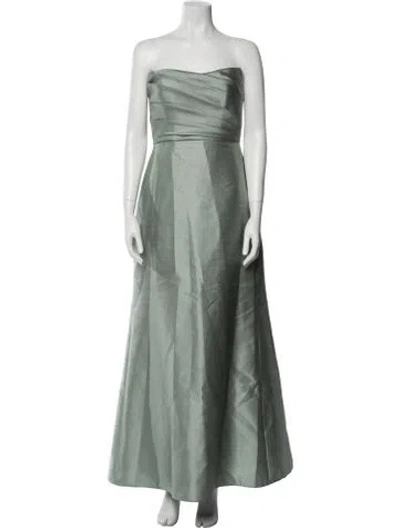 Pre-owned Alfred Sung Strapless Long Dress In Green