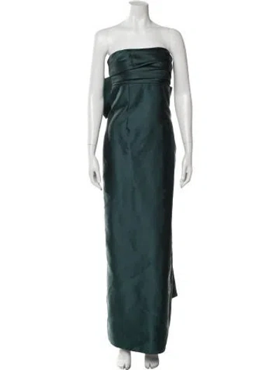 Pre-owned Alfred Sung Strapless Long Dress In Green