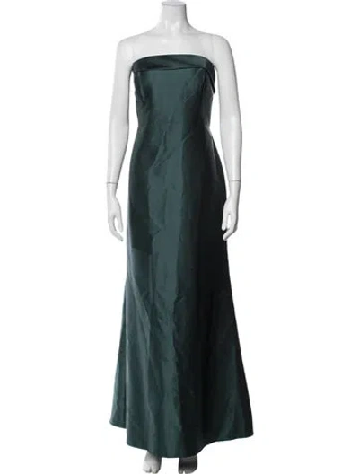 Pre-owned Alfred Sung Strapless Long Dress In Green