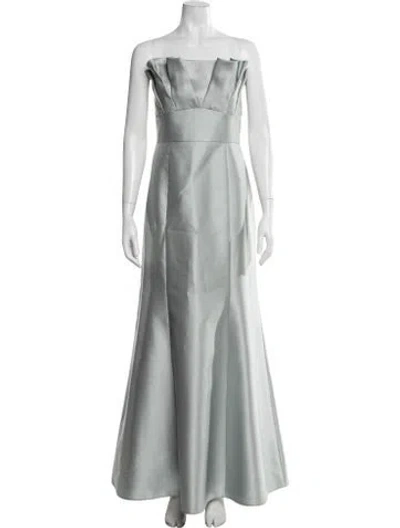 Pre-owned Alfred Sung Strapless Long Dress In Green
