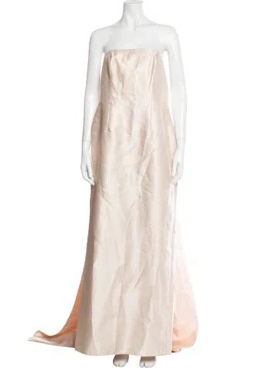 Pre-owned Alfred Sung Strapless Long Dress In Neutral
