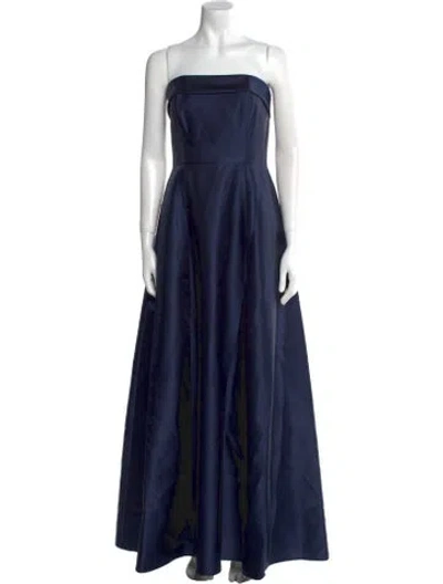 Pre-owned Alfred Sung Strapless Long Dress W/ Tags In Blue