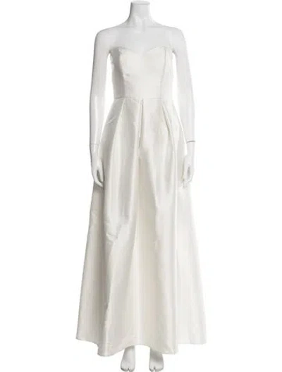 Pre-owned Alfred Sung Strapless Long Dress In White