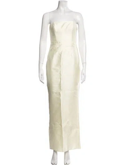 Pre-owned Alfred Sung Strapless Long Dress In Yellow