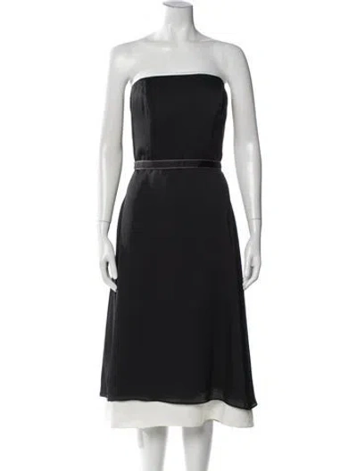 Pre-owned Alfred Sung Strapless Midi Length Dress In Black