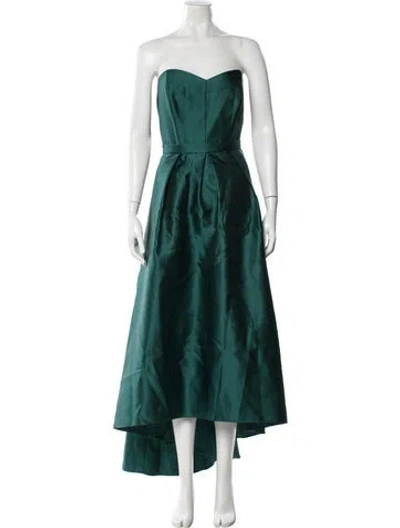 Pre-owned Alfred Sung Strapless Midi Length Dress In Green