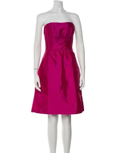 Pre-owned Alfred Sung Strapless Midi Length Dress In Pink