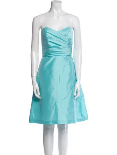 Pre-owned Alfred Sung Strapless Mini Dress In Blue