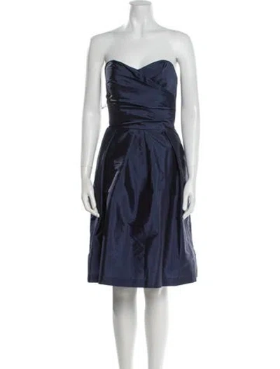 Pre-owned Alfred Sung Strapless Mini Dress In Blue