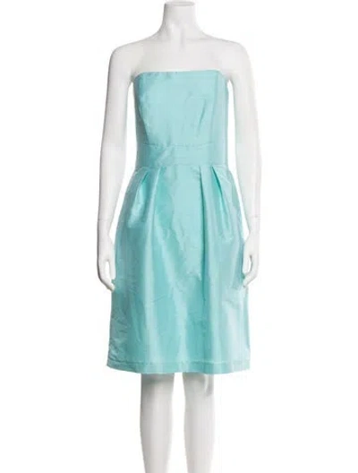 Pre-owned Alfred Sung Strapless Mini Dress In Blue