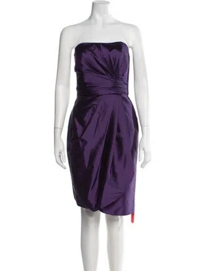 Pre-owned Alfred Sung Strapless Mini Dress In Purple