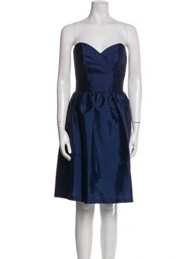 Pre-owned Alfred Sung Strapless Mini Dress W/ Tags In Blue