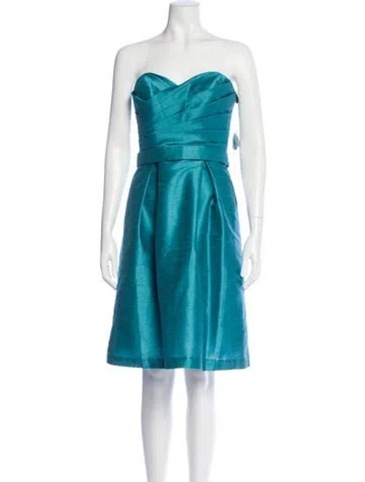 Pre-owned Alfred Sung Strapless Mini Dress W/ Tags In Blue