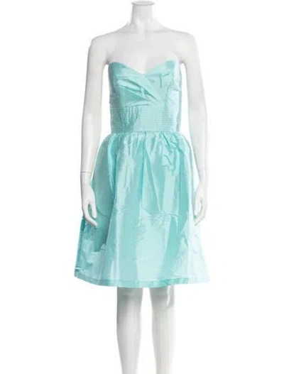 Pre-owned Alfred Sung Strapless Mini Dress W/ Tags In Blue