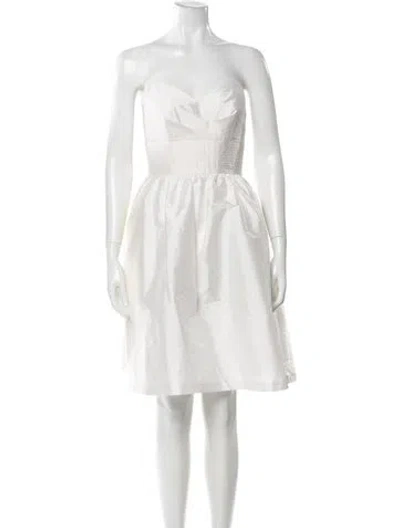 Pre-owned Alfred Sung Strapless Mini Dress In White