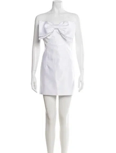 Pre-owned Alfred Sung Strapless Mini Dress In White