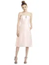 Alfred Sung Strapless Notch Satin Cocktail Dress With Pockets In Gold
