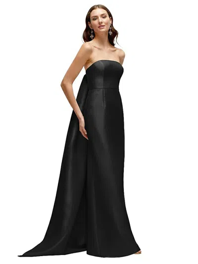 Alfred Sung Strapless Satin Column Dress With Removeable Watteau Train