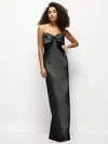 Alfred Sung Strapless Satin Column Maxi Dress With Oversized Handcrafted Bow In Black