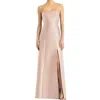 Alfred Sung Strapless Satin Gown Formal Dress In Cameo Pink In Pink