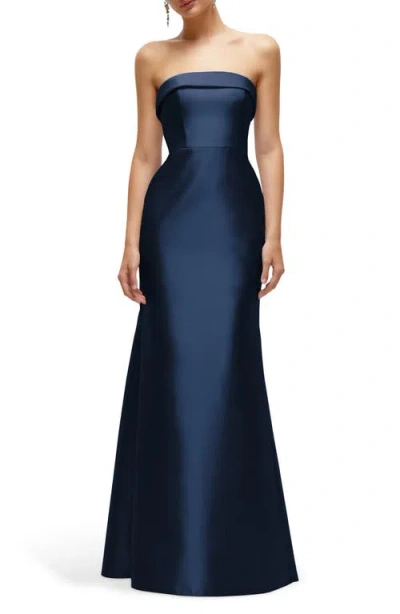 Alfred Sung Strapless Satin Trumpet Gown