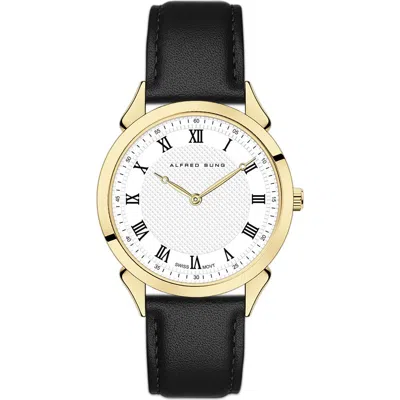 Alfred Sung Swiss Heritage Leather Strap Watch, 42mm