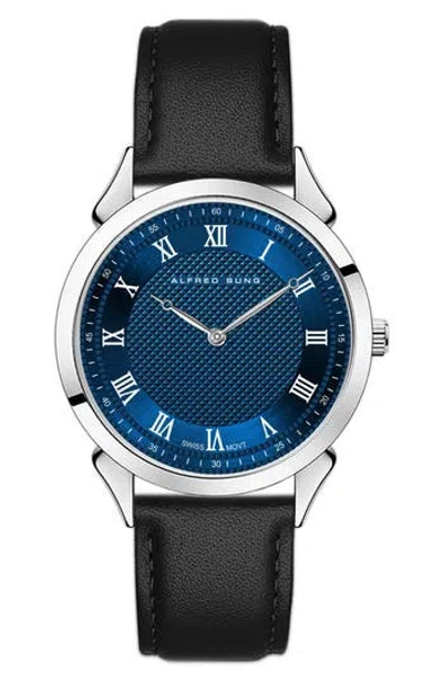 Alfred Sung Swiss Heritage Leather Strap Watch, 42mm