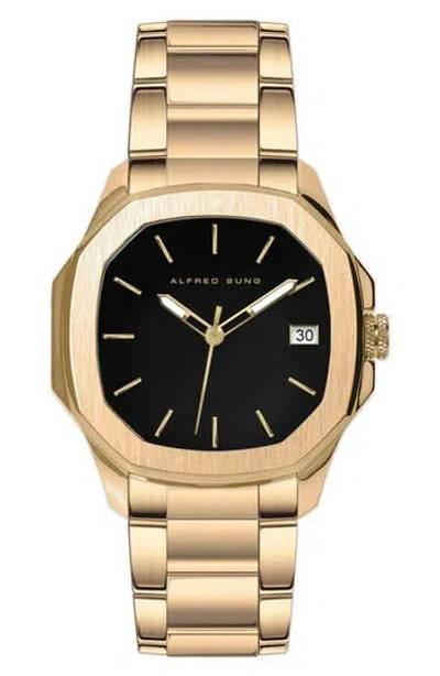 Alfred Sung Three-hand Quartz Bracelet Watch, 42mm In Black