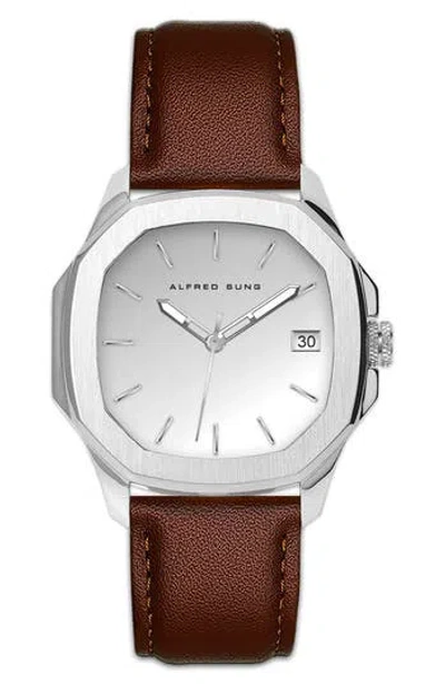 Alfred Sung Three-hand Quartz Watch, 42mm In Brown