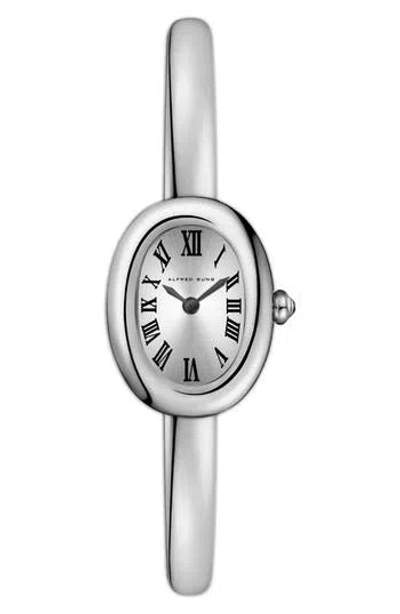 Alfred Sung Two-hand Quartz Oval Bracelet Watch, 30mm In Silver