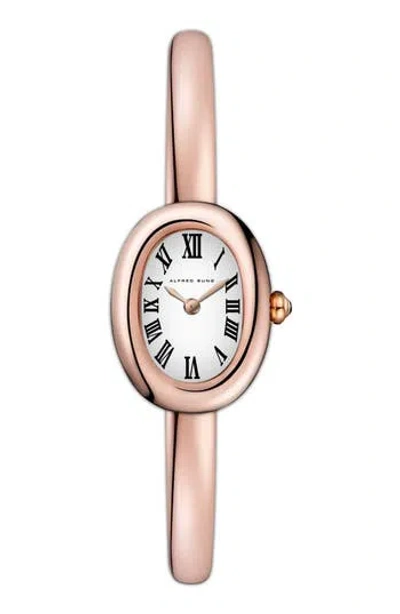 Alfred Sung Two-hand Quartz Oval Bracelet Watch, 30mm In White