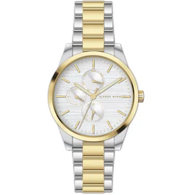 Alfred Sung Two-tone Bracelet Strap Multifunction Watch, 38mm In White