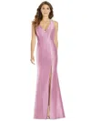 Alfred Sung V-neck Halter Satin Trumpet Gown