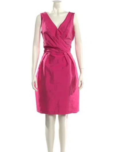 Pre-owned Alfred Sung V-neck Knee-length Dress In Pink