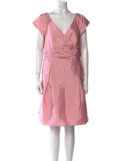 Pre-owned Alfred Sung V-neck Knee-length Dress In Pink