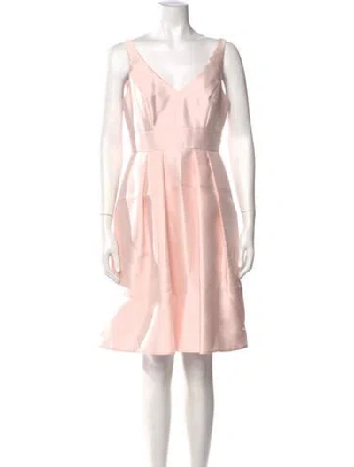 Pre-owned Alfred Sung V-neck Knee-length Dress In Pink