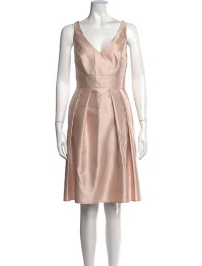 Pre-owned Alfred Sung V-neck Knee-length Dress In Pink