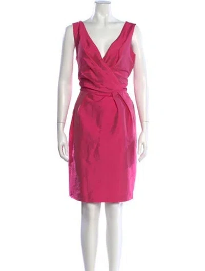 Pre-owned Alfred Sung V-neck Knee-length Dress In Pink