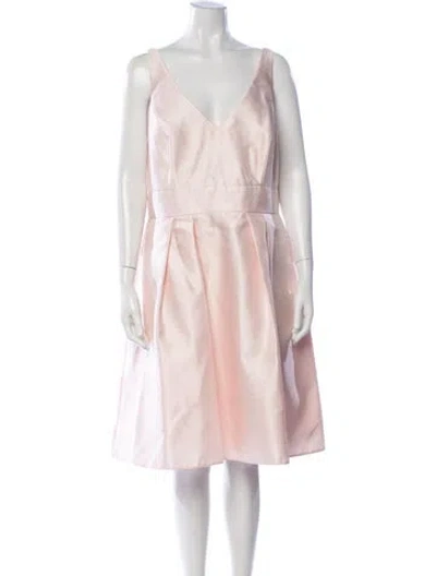 Pre-owned Alfred Sung V-neck Knee-length Dress In Pink