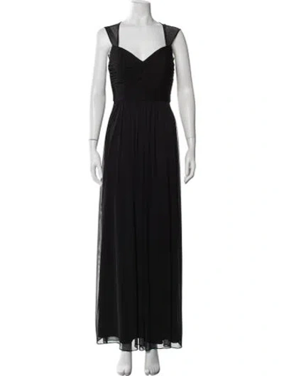 Pre-owned Alfred Sung V-neck Long Dress In Black