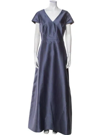 Pre-owned Alfred Sung V-neck Long Dress In Blue